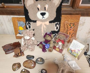 Teddy Bears, Vintage Handmade Decor, Painted Rocks