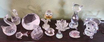 12 Pcs Mixture Glass & Crystal Animal Collection, Flower, Jonah Whale, Owl, Cat, Dog, Swan