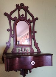 Antique Mirror Wall Shelf, Drawer