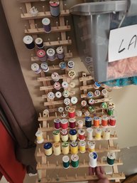 Thread Lot, Sewing Notions, Spools, Includes Racks