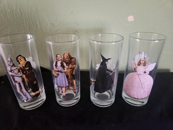 4 Vintage Wizard Of Oz Beverage Glasses, Turner Entertainment