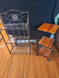 2 Darling Shelves, Rolling Cart With Basket, Wall Hanging Glass, Shelf