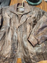 Women's Brown Leather Bomber Jacket, Coat, Wilsons, Small