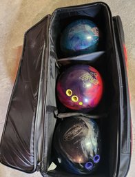 3 Bowling Balls, Rolling Carry Bag
