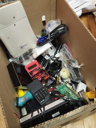 Box Of Radio-related Parts & Electronics, Apple Phone, Gauges- Wide Variety