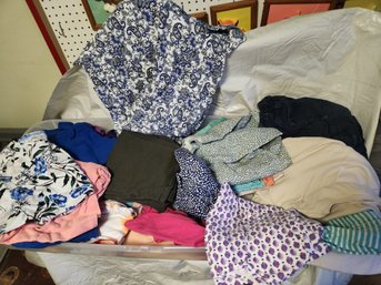 About 35 Pcs. Women's Clothing Size 2X, Mostly Cotton Tops, Croft Barrow, 2-3 Prs Denim Capris