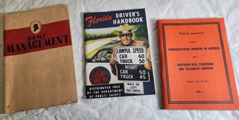 1950's Mid-century Ephemera Handbooks - Driving Traffic Regulations, Homemaking Management, Bell Telephone