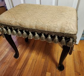Upholstered Wooden Wood Ottoman, Rivets, Footstool, Seat