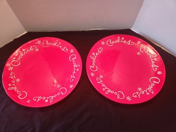 2 Hallmark Red Christmas Platters