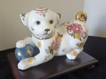 Authentic Porcelain Hand-painted Porcelain Puppy, Japan, 1987, Franklin Mint