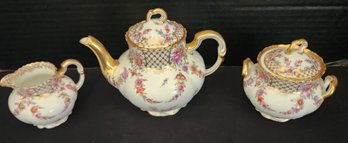 Dresden, Germany Fine China Tea Set - Pot, Creamer, Sugar, Vintage
