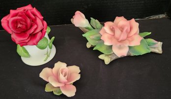Holgate & Capodimonte Royalty Rose Bell, Pink Rose Figurines, Decor Bone China