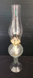 Vintage Crackle Glass Hurricane Oil Lamp - MINT