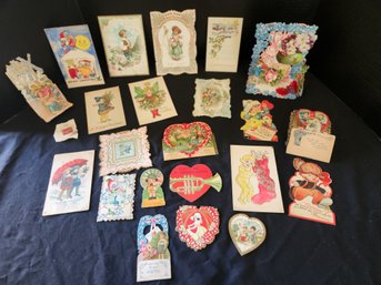 Vintage & Victorian Valentine's & Christmas Cards, Some Written On, Ephemera