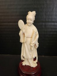 Vintage Ivory Geisha Carved Figurine, Decor, Hong Kong - Mint