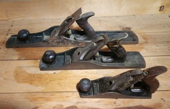 3 Antique Bailey Wood Planes, Plane: No. 3, 5 1/2, And 7, Hand Tools