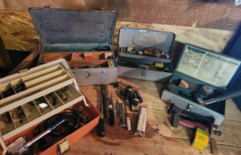 Shure Set Vintage Hammer-in Fastening Tools, 4 Tool Boxes And Contents-radio Tubes, Various