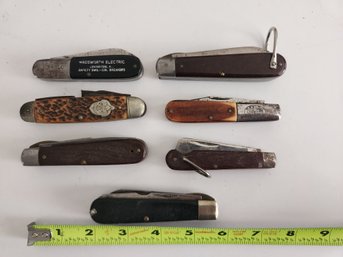 7 Vintage Or Antique Pocket Knives, Knife, Barlow, Bower Germany