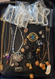 Costume Jewelry Lot #2: Most Vintage, Earrings, Necklace, Ring, Pins