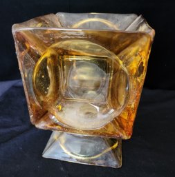 Amber Glass Ashtrays Homemade Into Vase/candle Holder, Crystal Condiment Dishes