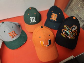 5 Ball Caps - Miami Hurricanes, A's