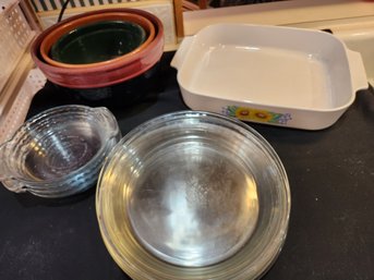 Stoneware Nesting Mixing Bowls, Glass 9' Pie Plates & Individual, Lasagna Pan