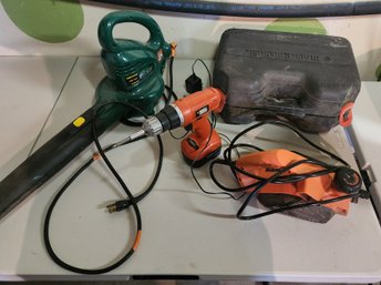 Black Decker Corded Sander & Case, Cordless Drill With Charger, Leaf Blower, Power Tools
