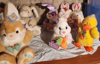 NWT Easter Bunnies, Chick, Stuffies, -most Are Animated/musical - & Frosty Snowman