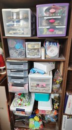 Entire Shelf Full Of Craft Supplies And Totes/organizers/drawers- Crafting