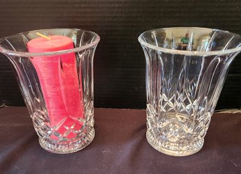 2 Large Vase Or Candle Holders, Glass, Decor
