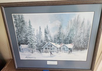 'Oh Be Joyful' Robert Hoppin, Colorado Artist, Print, Breckenridge Nordic Center, Skiing, Signed