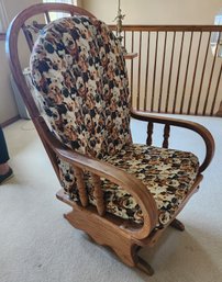 Vintage Gliding Glider Rocking Chair With Cushions, Wood