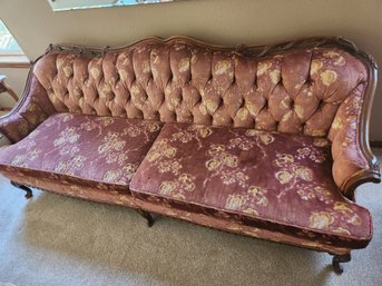 French Provincial Chippendale Style Vintage Sofa, Couch, Beautifully Maintained, Carved Legs, Floral