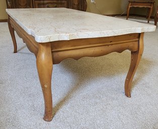 Gorgeous Marble Coffee Table, Wood, Vintage, Rectangular 40' X 20' X 14'