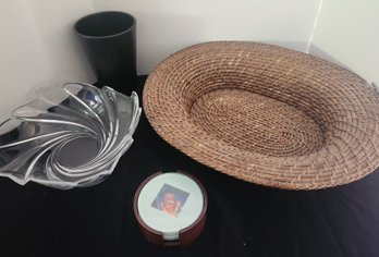 Decor Hardened Basket, Crystal Art Glass Bowl, Photo Coasters, Vase