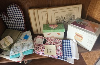 Gift Closet Items - New - Recipe Box, Placemats, Kitchen Towels & Oven Mitts