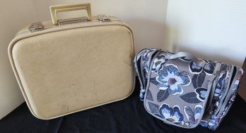 Vintage Gateway Overnight Hard Shell Suitcase Luggage & New Makeup Travel Kit