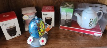 Items From The Gift Closet - All New - Travel Mugs, Teapot, Hummingbird Feeder