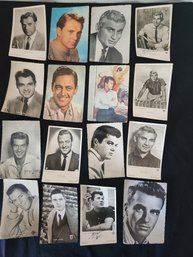 16 Leading Men: Ephemera Collection Postcards, Hollywood Stars, Some Signed, Vintage