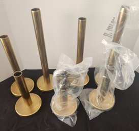 5 NEW Formal, Classy Gold/brass Tone Candle Holders, Candlesticks, Taper, With Tags, Decor