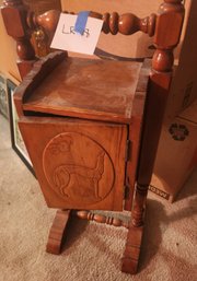 Small Vintage Sewing Stand Cabinet, Footed, Carving 13' X 12' X 31'H