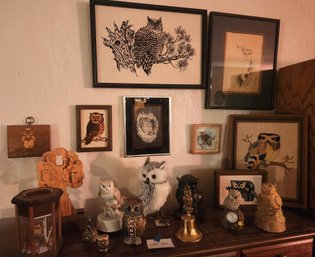 Owls All Day: Ceramic, Needlepoint, Prints, Wood - Variety Materials, Ages - Some Vintage, Owl Decor