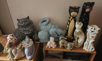 Cat Collection: Ceramic, Cloth, Resin, Variety Materials - Some Vintage, Cats Decor