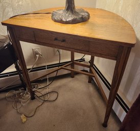 Vintage/Antique Semi-Circle Hall Accent Side Table, Wood, With Drawer