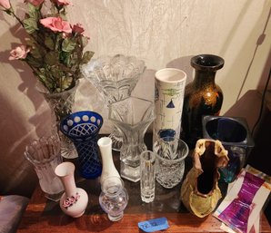 14 Vases - Mix Of Vintage, Rare, American, Asian, Italian, Holland Mold Pottery, Crystal, Ceramic