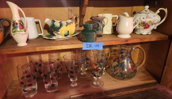 Pitcher Set With Glasses, Teapot, Creamers, Pitchers, Mix Of Ceramic, Porcelain, Pottery