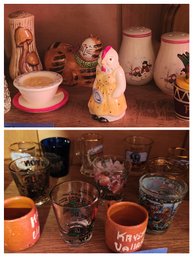 S&P And Shot Glass Collections, Salt Pepper - Variety Of Materials, Some Vintage - Mushroom, Chicken, Crystal