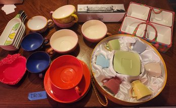 4 Arnels Pottery Mugs & Plate, Serving & Coffee Set, Snack, Ceramic, 2 Italian Mugs - Mixed Lot