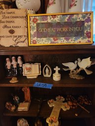 Religious/christian Decor - Ceramic, Wood, Inspirational, Porcelain Doves, Rosary, Some Homemade, Vintage