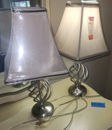 Two Better Homes & Gardens Table Lamps, Shades Still Have Plastic Covering, Metal Base - Tested, Lighting